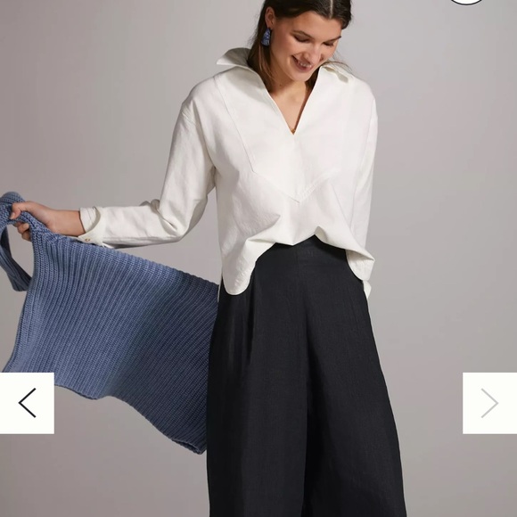 NWOT Anthropologie Pilcro White Linen Oxford Blouse- L - Picture 4 of 14